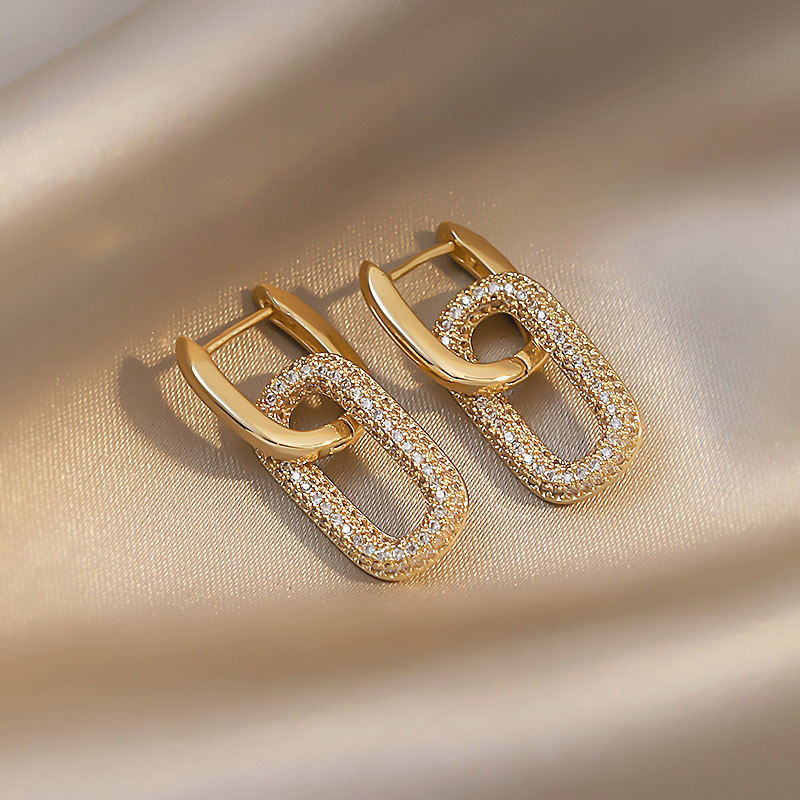 Pendientes de clip redondos de metal estilo minimalista chic_voghion.com