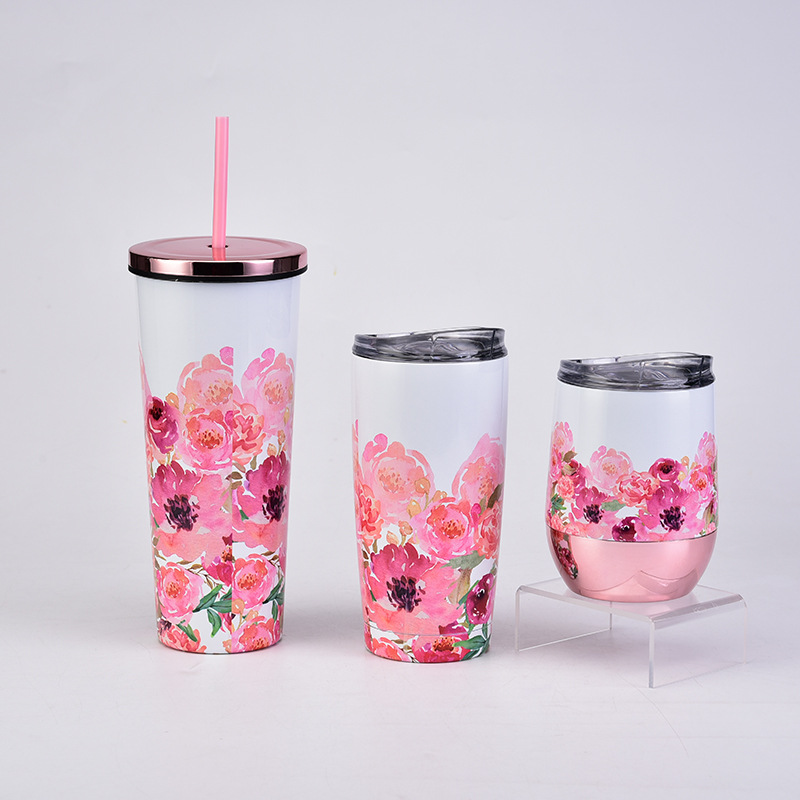 2022 New Fashion Floral Print Large Capacity Straw Cup display picture 2