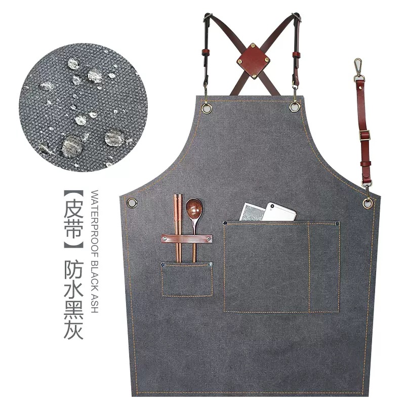 Cinturón impermeable nuevo semi-tejido medio cuero negro Gris