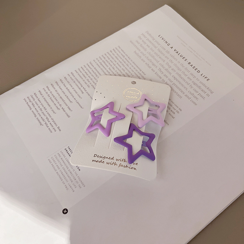 Nuevo clip helado de horquilla azul púrpura de niña horquilla rota clip BB de color degradado de estrella de cinco puntas de niña