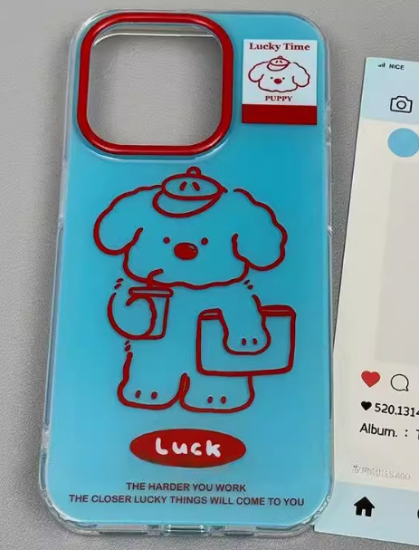 Ins fondo azul línea roja West Highland cachorro para iPhone 14 cadena 15ProMax funda para teléfono móvil Apple 13P