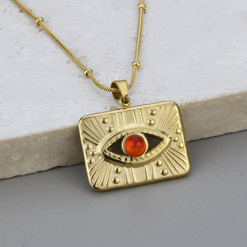 Simple Style Eye Titanium Steel Earrings Necklace Hollow Out Stainless Steel Necklaces