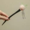 Fuchsia Chinese hairpin pearl with tassels, flowered