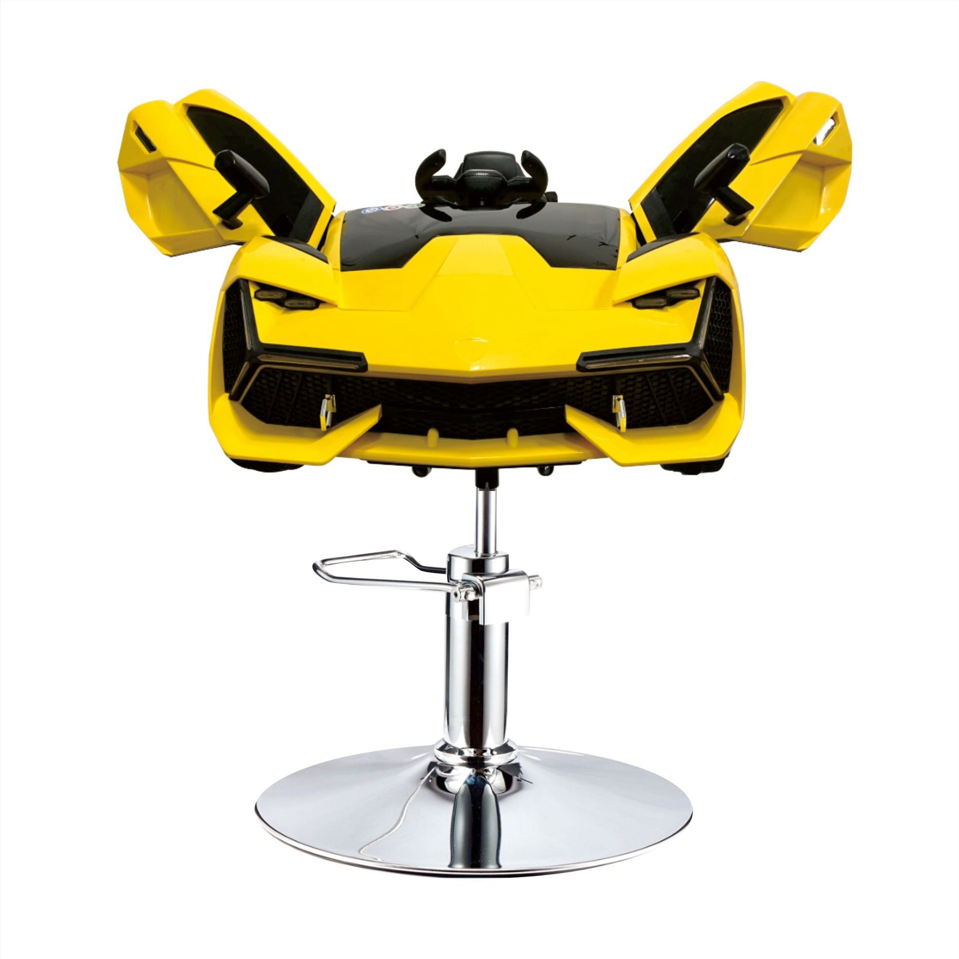 Asiento eléctrico de barbero infantil silla de barbero de automóvil elevación silla giratoria música barbero de automóvil para niños silla de corte de pelo para niños