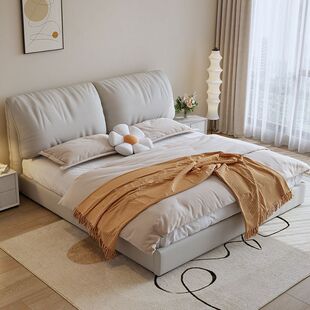Modern Fabric Bed with Elephant Ears. Master Bedroom Double Bed Italian Bedside Soft Bed Bedroom Tatami