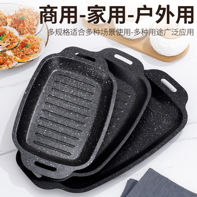 Plancha de Barbacoa Estilo Coreano de Hierro Antiadherente y Portátil para Camping al Aire Libre