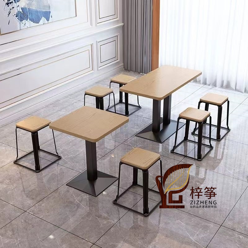 Noodle Restaurant Table and Chair Combination Breakfast Restaurant Milk Tea Shop Table and Stool Set Snack Bar Fast Food Table Catering Commercial