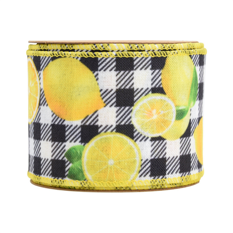 63mm transfronteriza nueva cinta de limón de frutas de verano tema de vacaciones de verano guirnalda decorativa cinta de lino de imitación 5Y