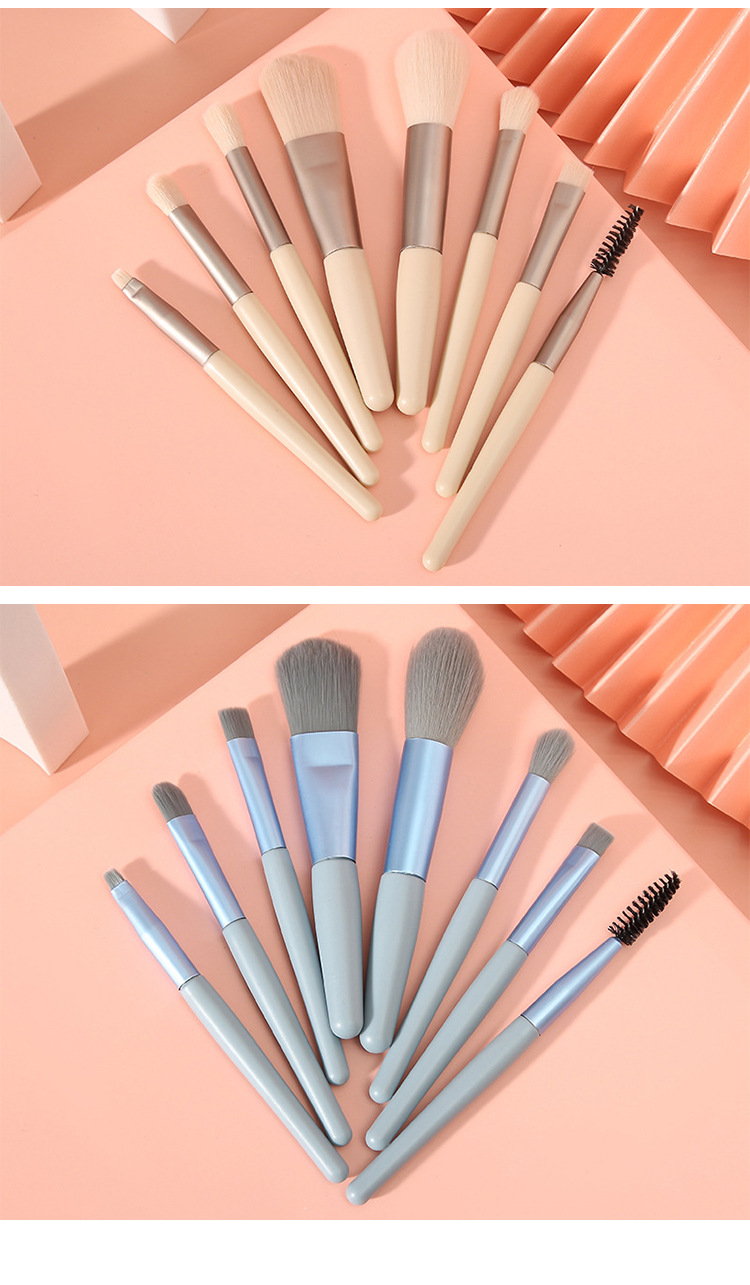 8-piece mini makeup brush set Morandi soft hair eyeshadow brush blush brush lip brush beauty tools makeup set