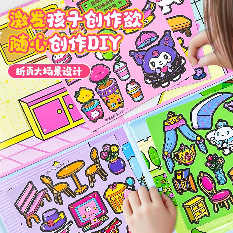 Sanrio, книга с наклейками, мультяшные наклейки, игрушка