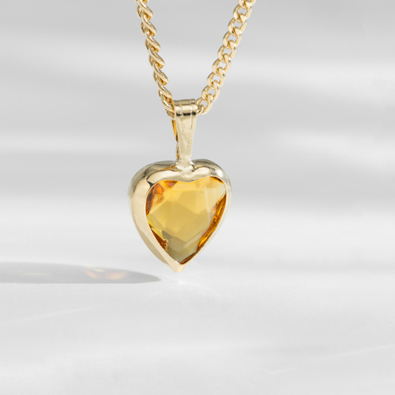 INS Style Heart Shape Sterling Silver Inlay Zircon Pendant Necklace 1 Piece