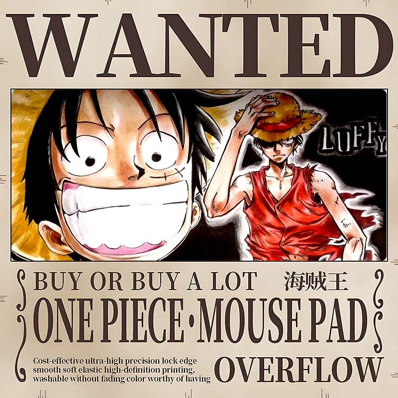 Коврик для мыши увеличенный One Piece Luffy коврик для мыши Solong женский аниме двухмерный утолщённый с застёжкой край столовый подкладка