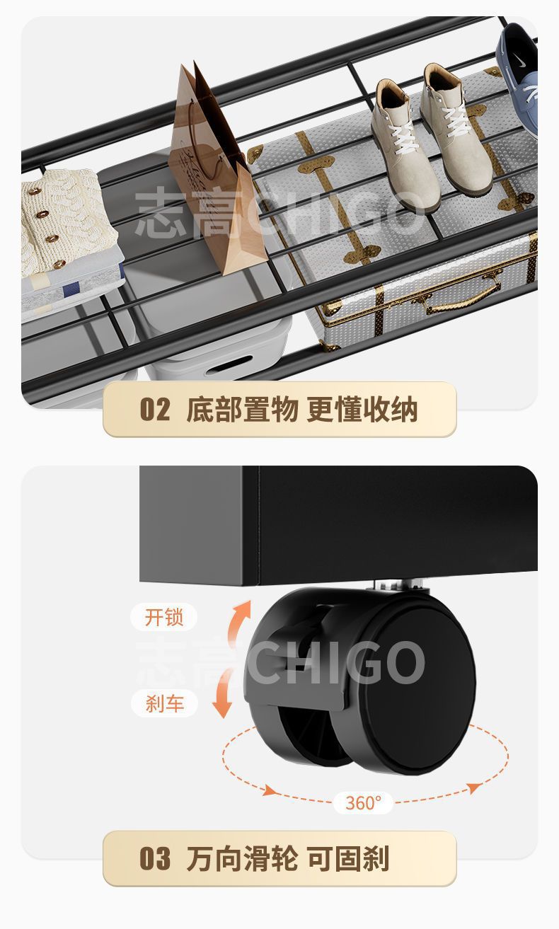 伸缩单双杆落地衣架 卧室家用简约晒衣架 室内阳台收纳衣帽架衣架详情15