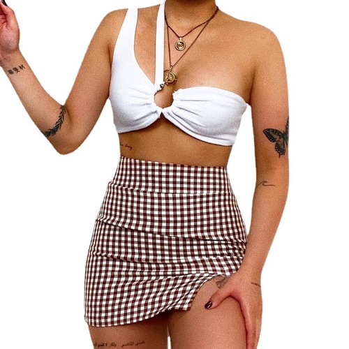 American sling cross-border new product European and American short top hot girl BM vest one drop factory women's hollow clothes