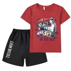 Taylor Swift跨境獨立站ebay熱銷兒童男女童短袖T恤+休閒短褲套裝