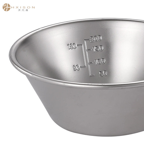 Outdoor snow pull bowl 304 stainless steel lightweight black snow pull bowl camping tableware handle bowl mountaineering camping bowl