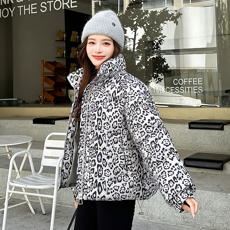 2025 ropa de algodón de leopardo de mujer abrigo de algodón de moda de invierno nuevo abrigo de algodón suelto de moda de abrigo caliente image 4
