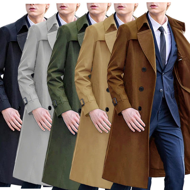 2025 Cross-Border Spring and Autumn Men's Jacket Amazon Long Trench Coat European and American Independent Station Hot Sale Multi-Color Multi-Size Dropshipping 2025 Cross-Border Spring and Autumn Men's Jacket Amazon Long Trench Coat European and American Independent Station Hot Sale Multi-Color Multi-Size Dropshipping