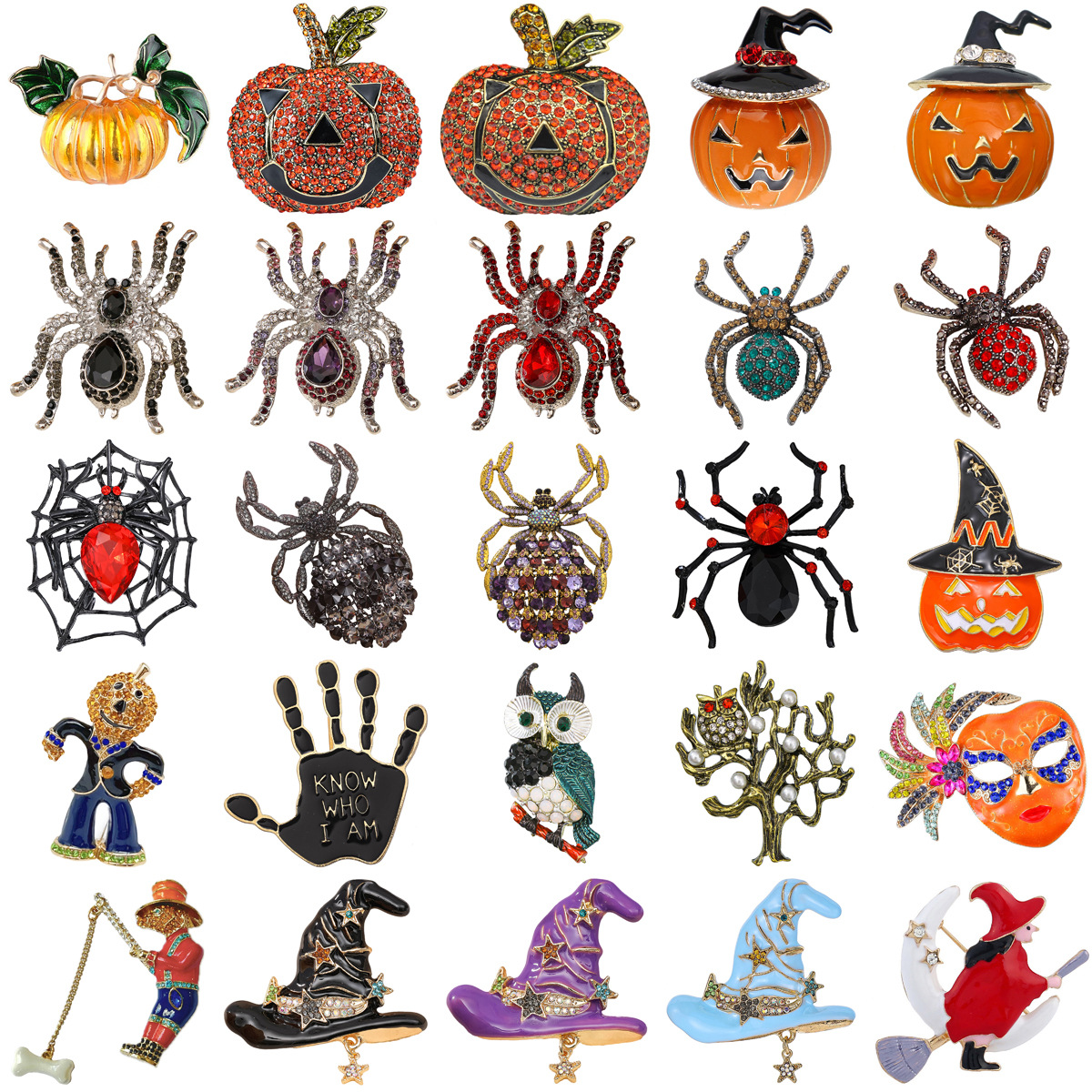 Cross-border Halloween Spider Pumpkin Brooch Personality Niche Fashion Creative Owl Dress Corsage Accessories Pin