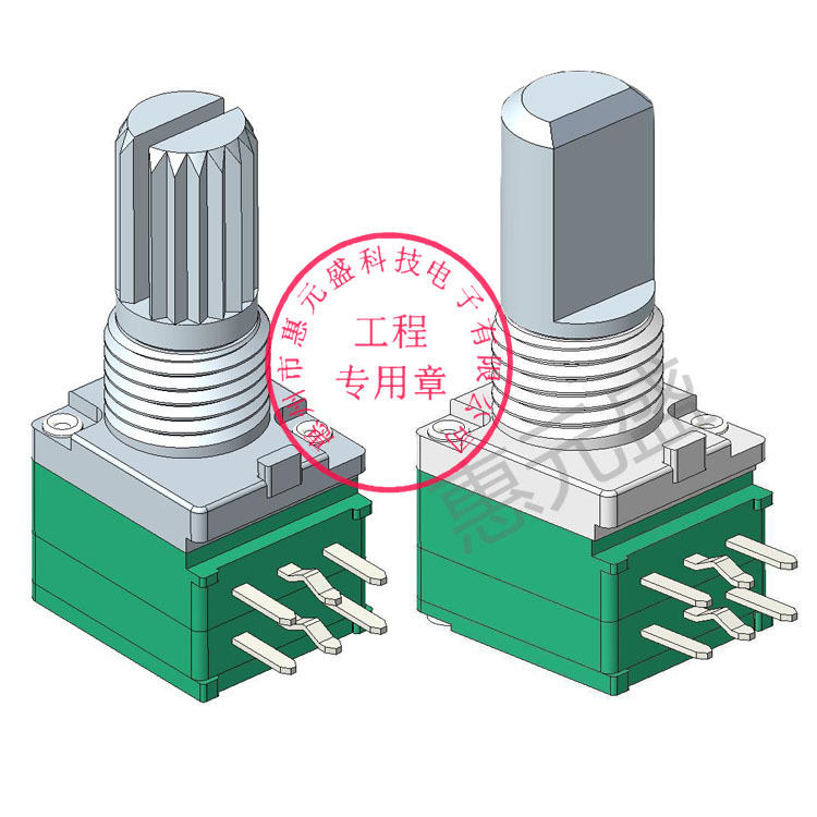 09G双联6脚B50KB100K电位器带中点097双联电位器