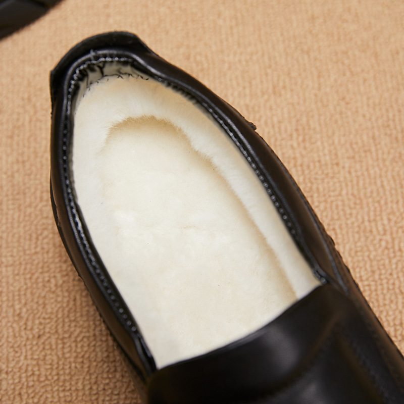 Scarpe casual invernali da uomo in vera lana morbida e pelle, calde e comode_voghion.com