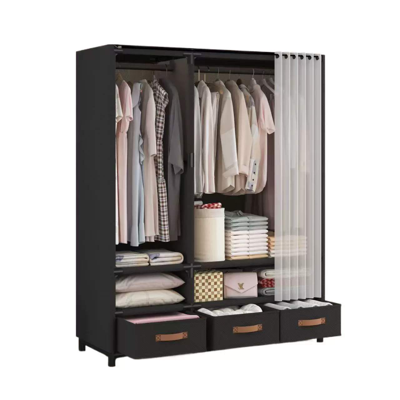 Wardrobe Closet Wardrobe Shelf Rack Renter-friendly Budget from Yomiego