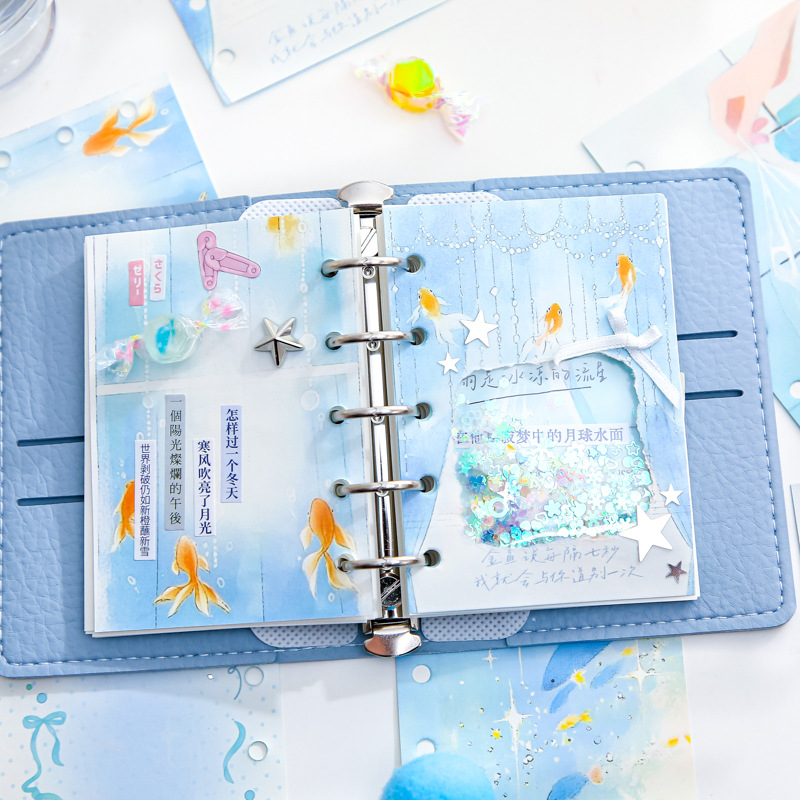 Mr. Paper M5 hojas sueltas notas adhesivas latidos del corazón poema de la imagen dibujado a mano hojas sueltas de dibujos animados papel de reemplazo perforado