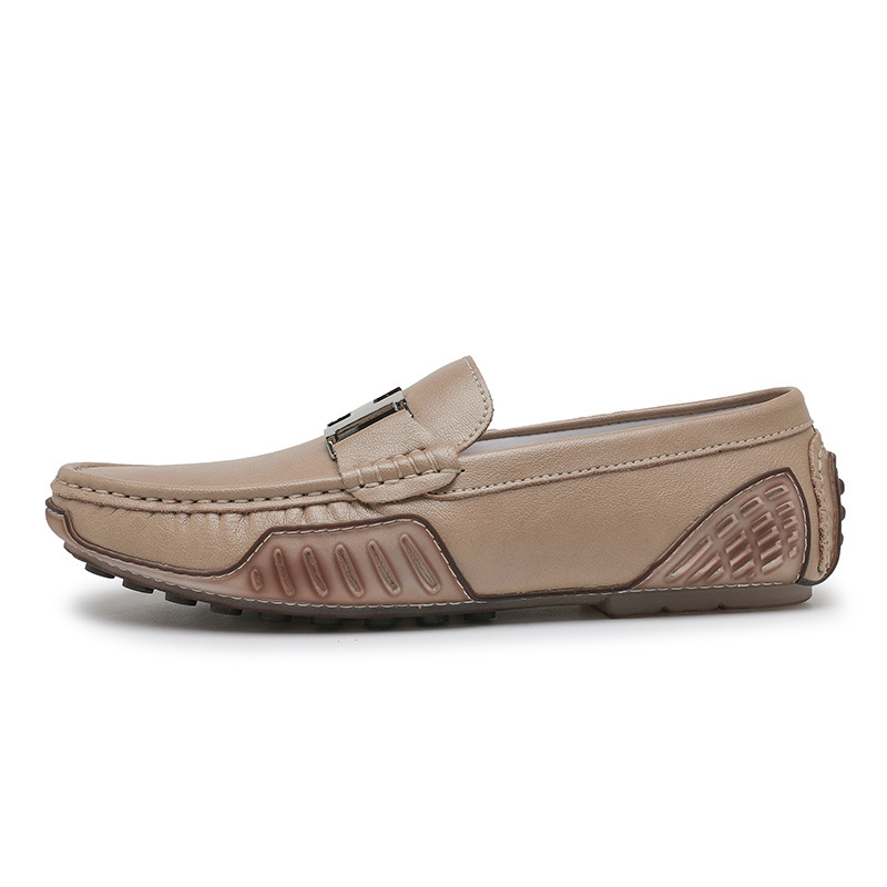 Zapatos de cuero verdaderos de primavera y verano transpirables, zapatos de cuero casuales, zapatos de conducción grandes para hombres.