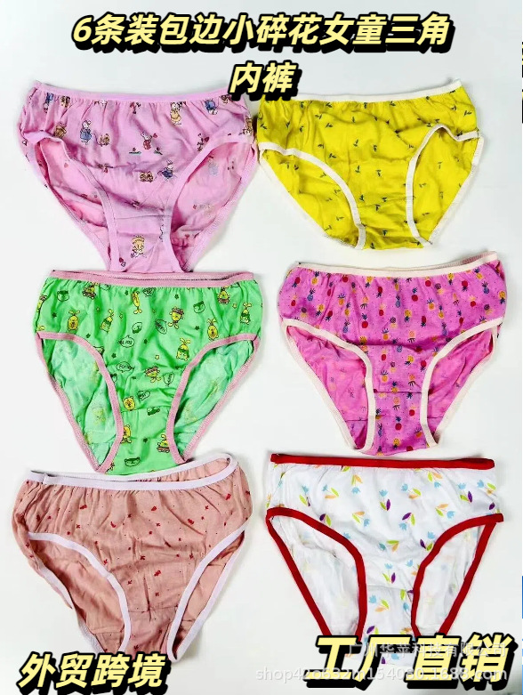 6-Pack ropa interior de niñas 6 bolsas de gancho de flores pequeñas de algodón triángulo ropa interior infantil