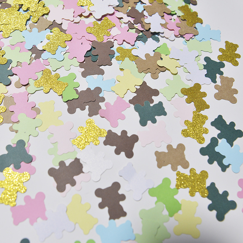 Tema del partido mesa de postre mesa de escritorio decoración oso colorido papel trozos 100 piezas de acrílico