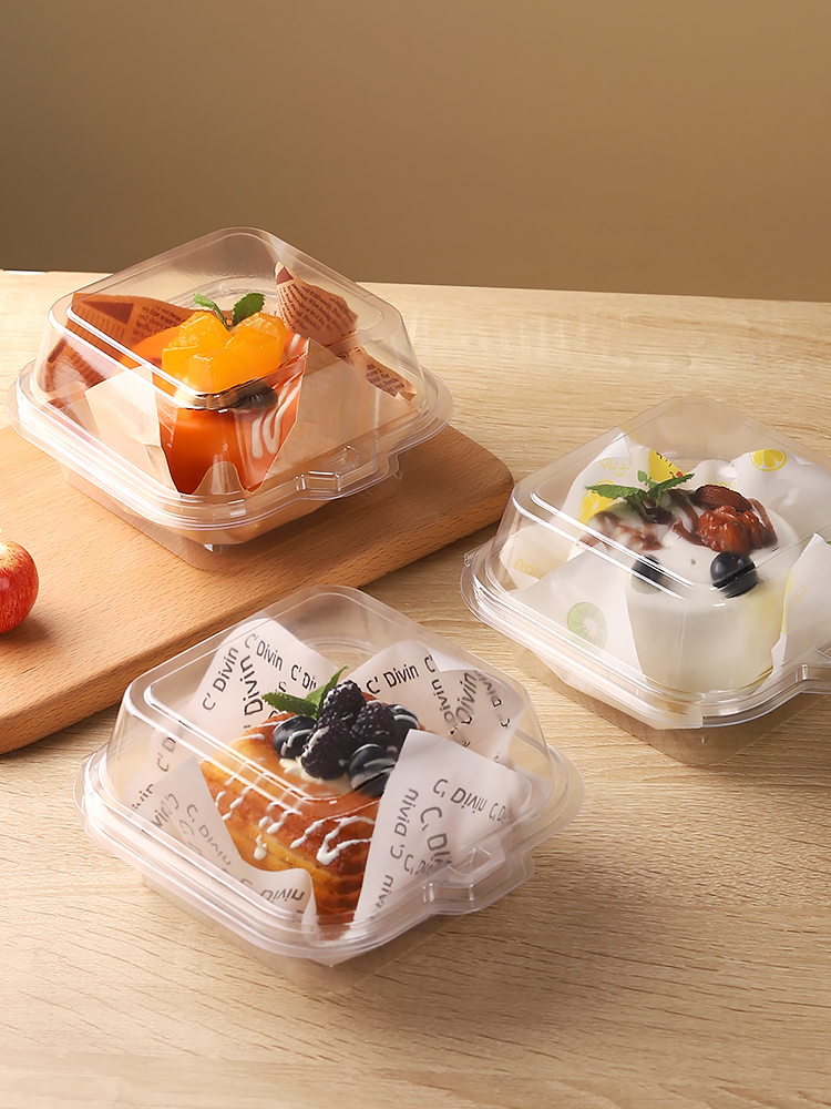 Caja de bento, caja de embalaje de pastel de mousse, caja de embalaje de hamburguesas transparente desechable