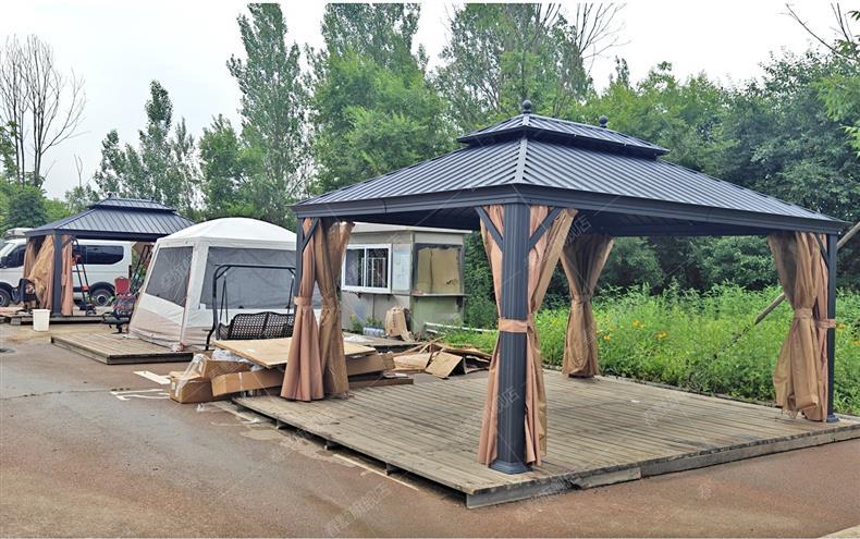 High-End Outdoor Pavilion Garden Terrace Aluminum Alloy Courtyard Leisure New Chinese-Style Pavilion Villa Courtyard Outdoor Sunshade