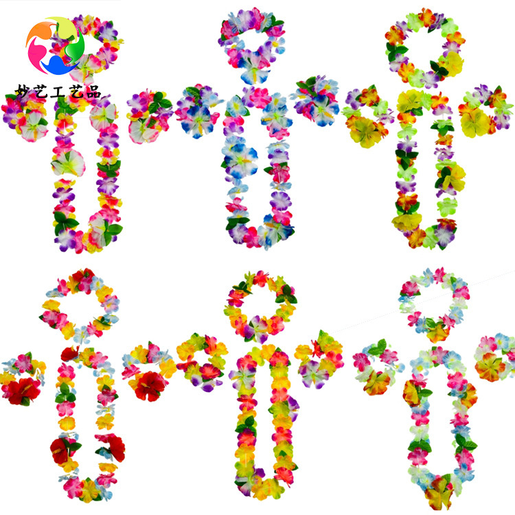 Wreath 30 Pair Head Flower 18 Pair Bracelet 6 Pair Upgraded Set Carnival Festival Ceremony Wearing Neck Wreath Wreath 30 Pair Head Flower 18 Pair Bracelet 6 Pair Upgraded Set Carnival Festival Ceremony Wearing Neck Wreath