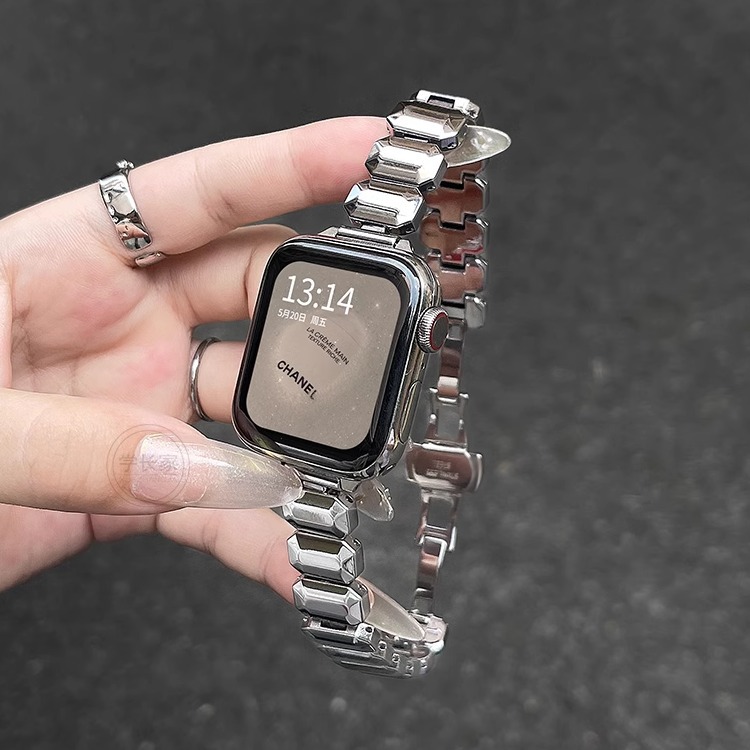 For iwatchs9/s10 Strap Chain Metal ise2 Summer Apple s8s7 Watch Strap Girls s6s5 Bracelet