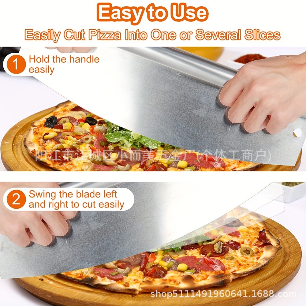 Fabricantes transfronterizos suministran cuchillo de pizza de acero inoxidable cuchillo de pizza de media luna cuchillo de pastel cortador herramientas de horneado