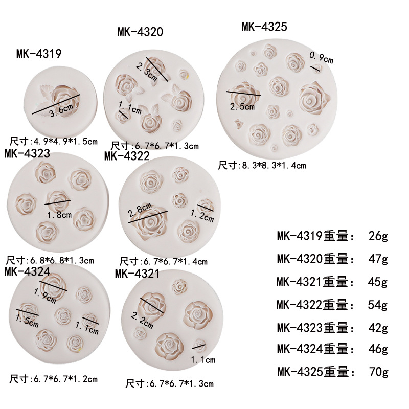 Rosas de hoja de silicona molde de cinta magnética mousse pastel de chocolate aromático decoración accesorios de goteo