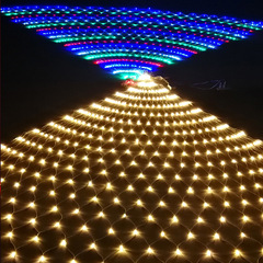 太陽能網燈LED 彩燈閃燈串漁網燈聖誕防水燈串室內裝飾窗簾燈網狀