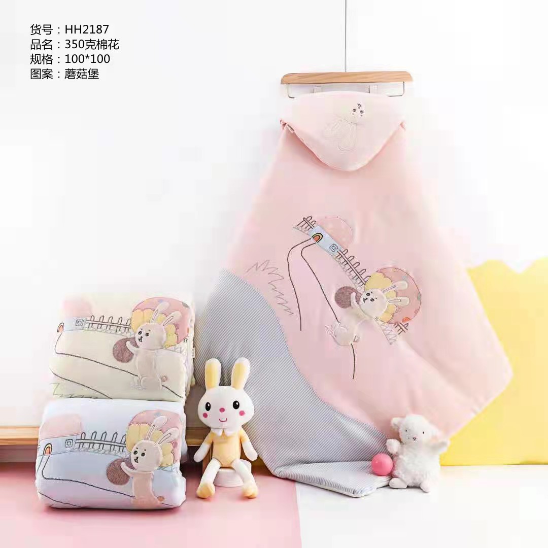 WeChat suministro directo de dibujos animados bordado manta swaddling manta al por mayor Bebé cálido algodón y engrosamiento edredón anti-kick saco de dormir
