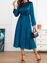 P 94741 Lantern Sleeve Belted Dress ����������ȹ �羳ŷ