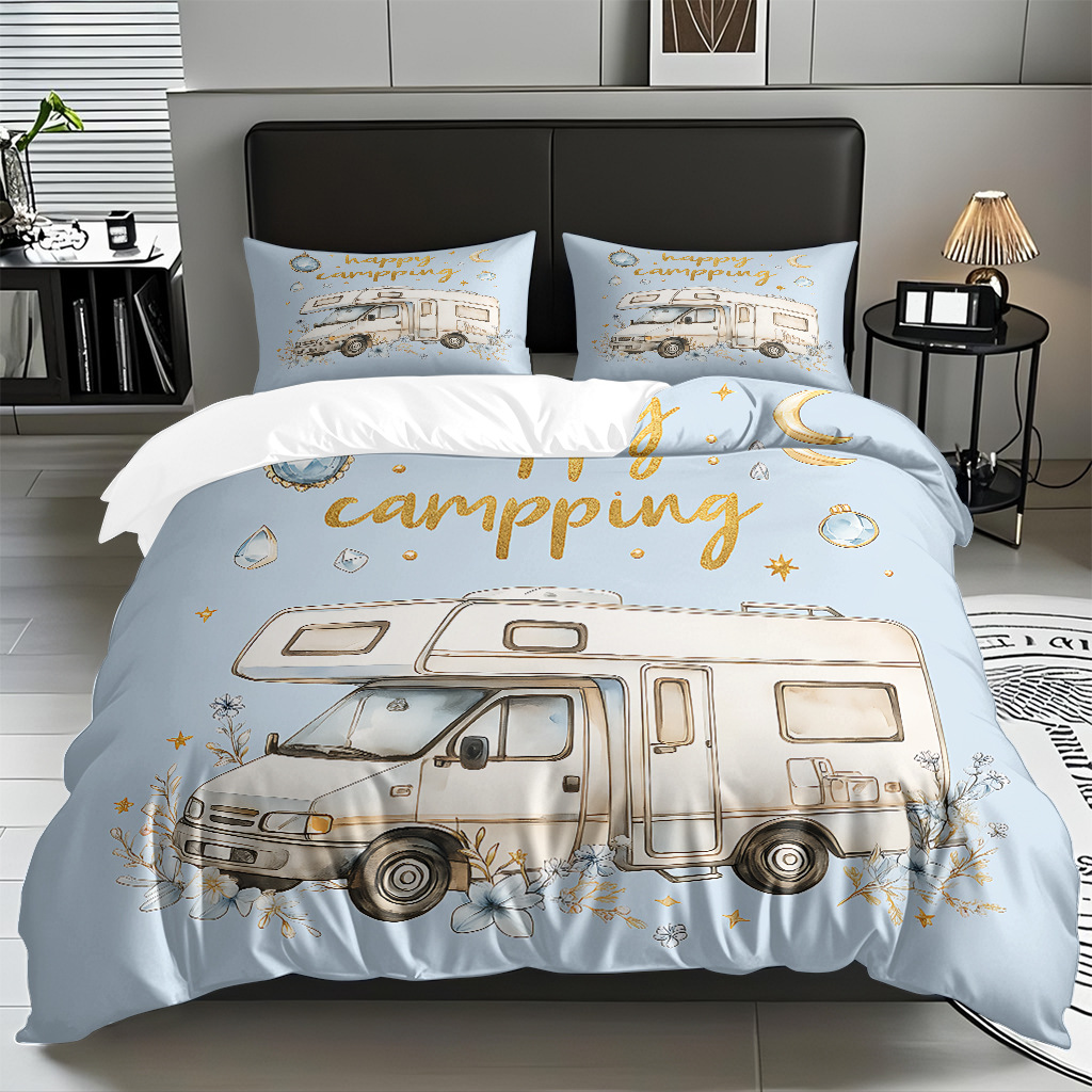 Ventas transfronterizas textiles caseros de ocio viento camping impresión digital abrasión quilt kit fuente de fábrica TEMU / JIT