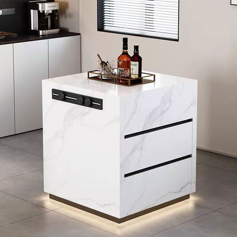 Foshan personalizada moderna simple tabla de roca completa tabla de comedor tabla de comedor de acero telescópico multifuncional tabla de comedor de bar de isla media