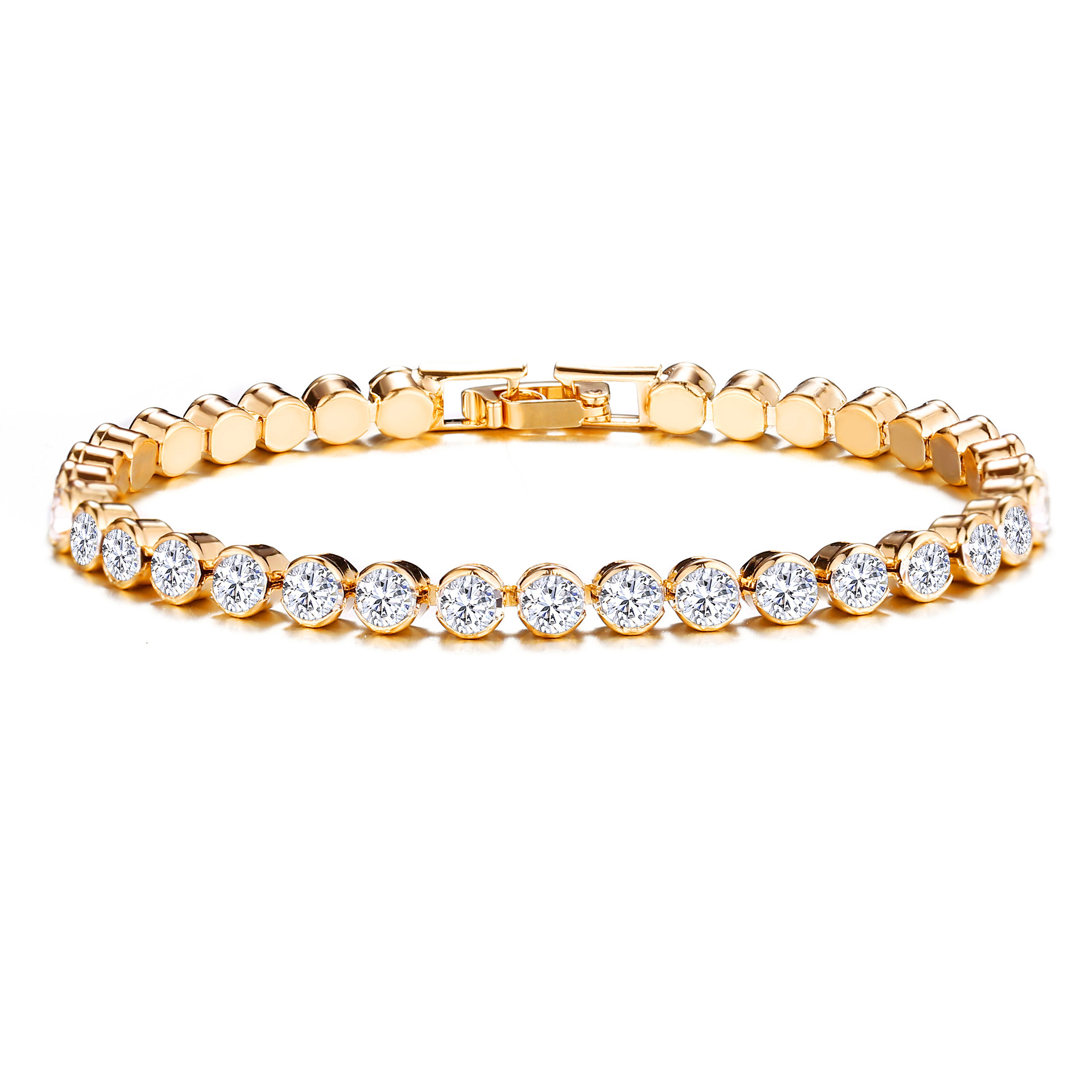 Fashion Geometric Copper Gold Plated Zircon Bracelets 1 Piece