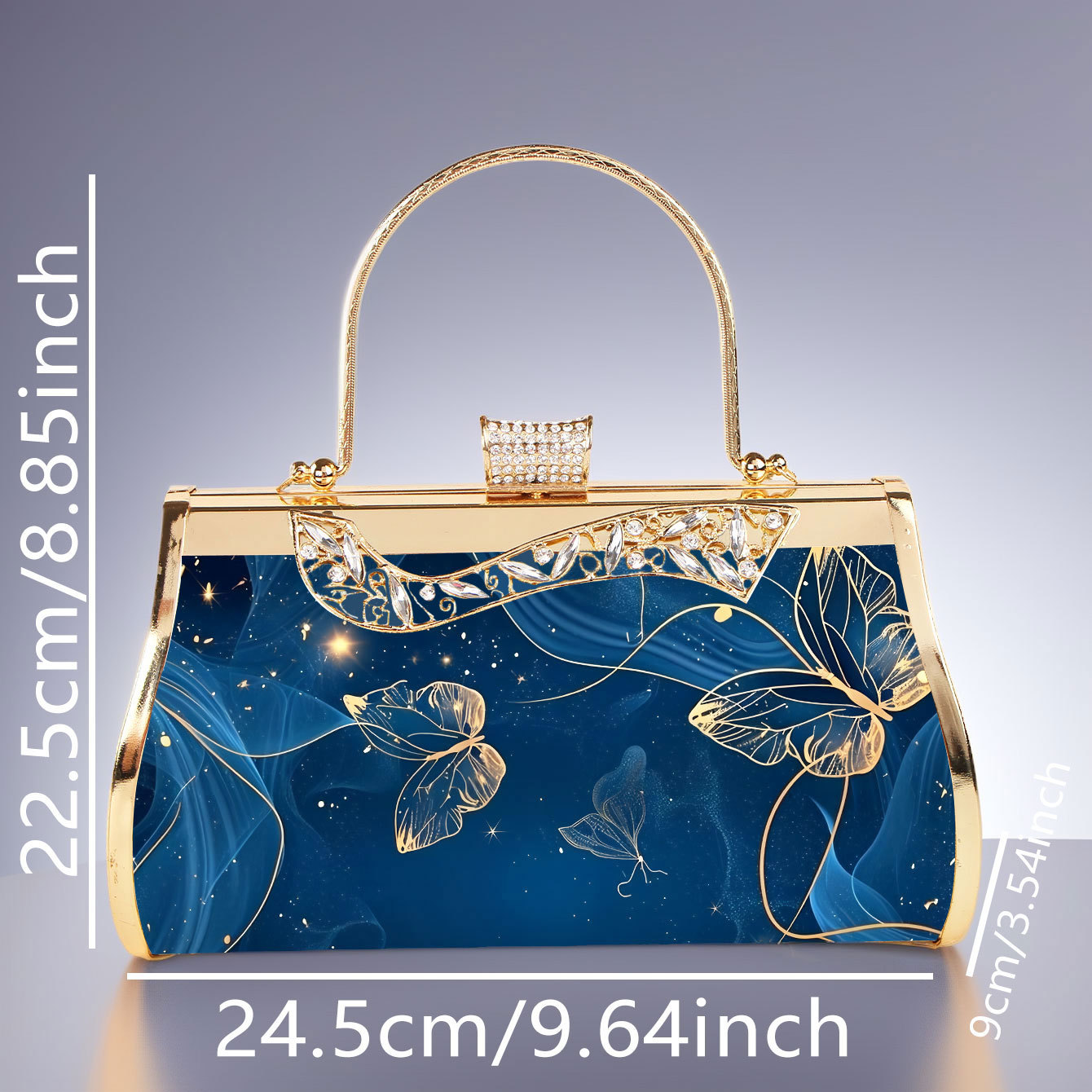 Pochette da sera elegante smeraldo con motivi floreali oro_voghion.com