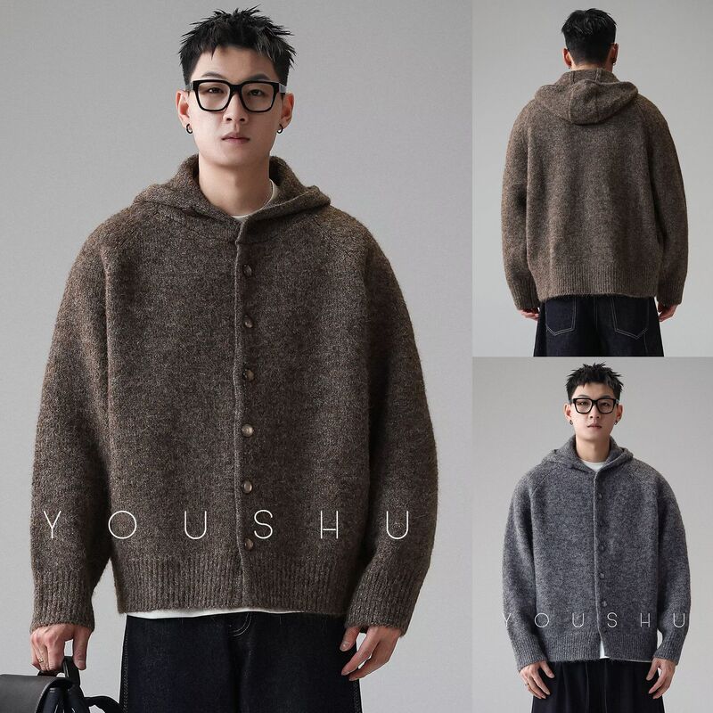 Hooded Cardigan Jacket Knit Sweater Men's Button Soft Lazy High-End Autumn and Winter Sweater Foreign Trade Cross-Border Wholesale Hooded Cardigan Jacket Knit Sweater Men's Button Soft Lazy High-End Autumn and Winter Sweater Foreign Trade Cross-Border Wholesale