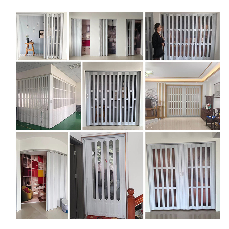 PVC folding door transparent invisible acrylic kitchen partition simple door temporary gas acceptance trackless sliding door