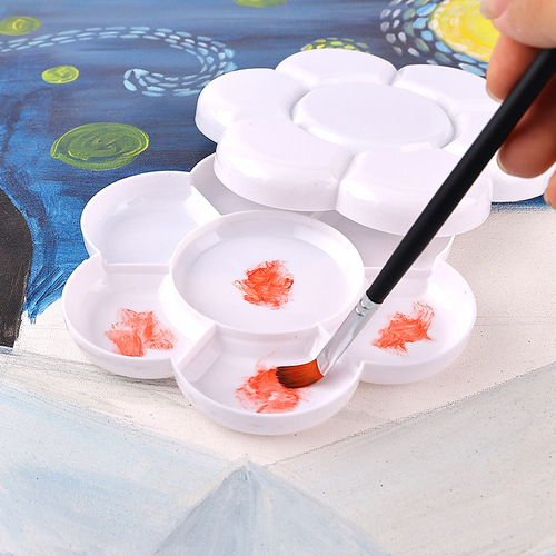 Plastic Ten-Hole Palette Double-Lid Rosewood Covered Palette Watercolor Palette Painting Palette Wholesale