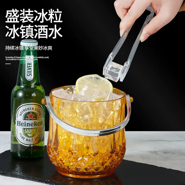 In stock plastic boxed gem ice bucket octagonal ice bucket single small size beverage ice bucket desktop bead-shaped ice bucket