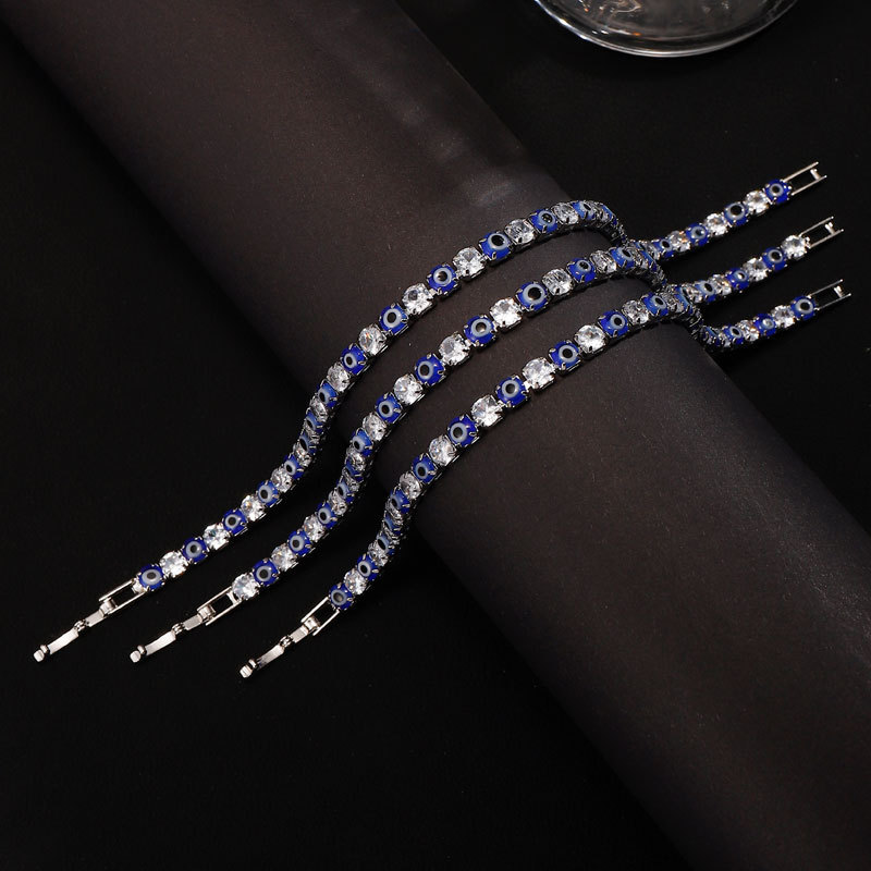 Wind Devil's Eye 4mm Zircon Bracelet Men's and Women's European and American Hip Hop New INS Single Layer Full Diamond Hand Ornaments Explosions Wholesale