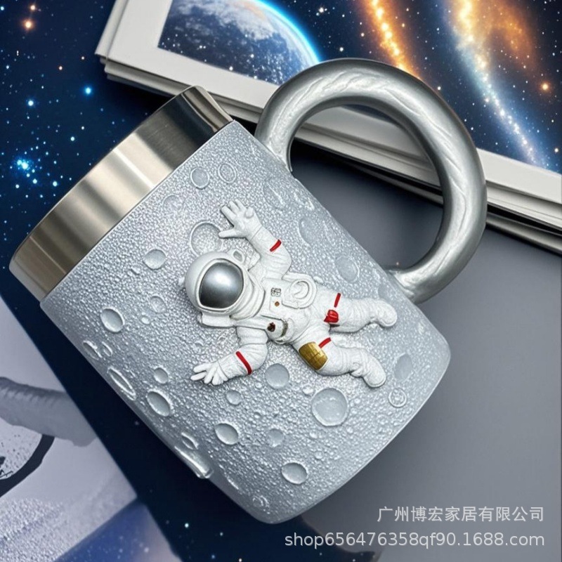 Taza de cerveza de astronauta 3D en relieve, creativa y personalizada, de acero inoxidable, de gran capacidad, para agua.