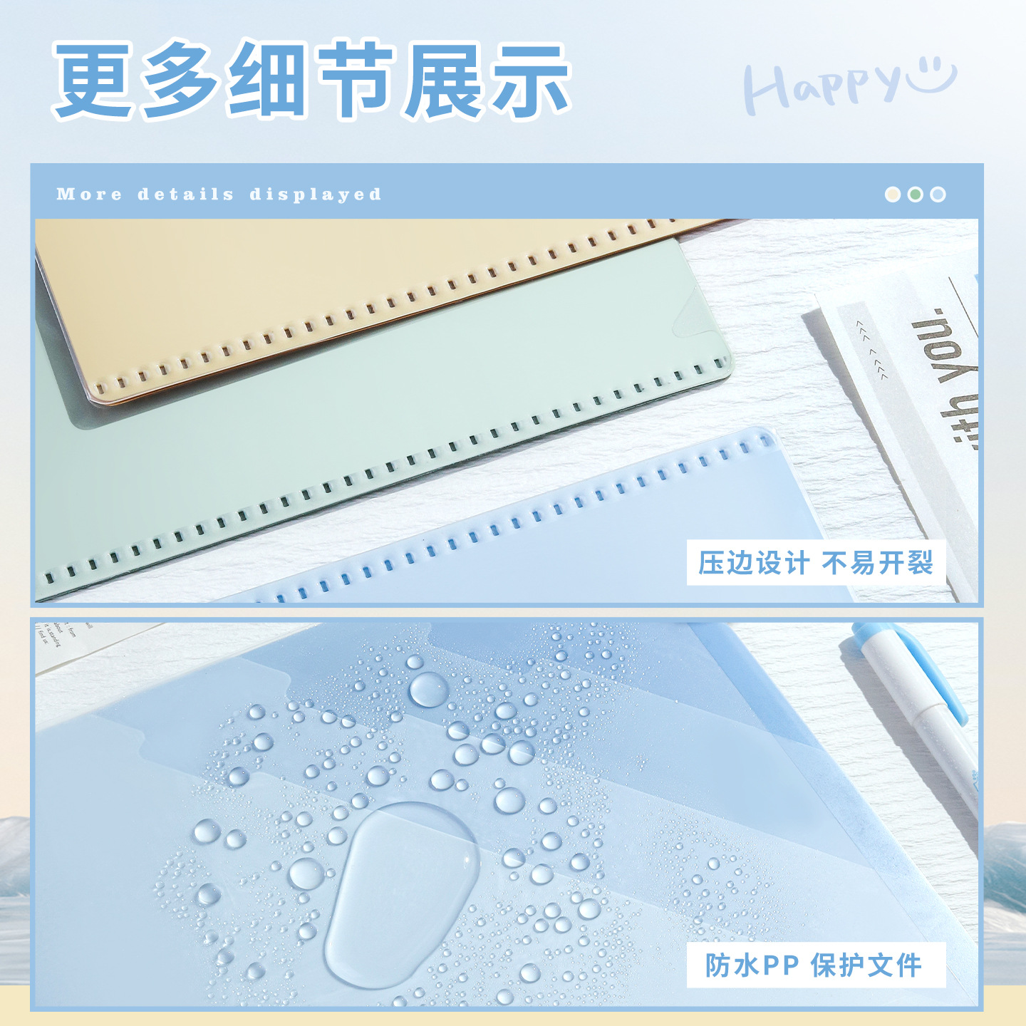 Carpeta multicapa de color gradiente A4 bolsas de sujeción de papel de prueba transparentes 6 capas de carpeta en forma de L folleto de información multifuncional